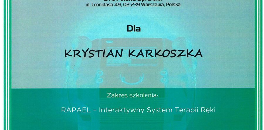 Certyfikat Terapia ręki
