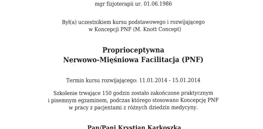 Certyfikat PNF