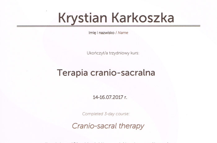 Certyfikat Osteopatia