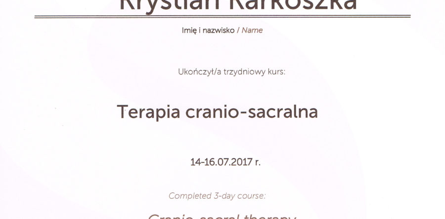 Certyfikat Osteopatia